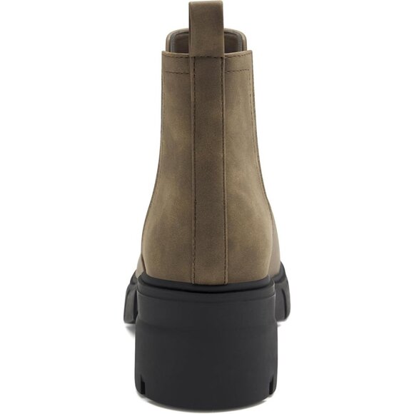 Women's Brown Chelsea Boots Elastic Chunky Heel Platform Lug Sole Ankle Boot - Picture 4 of 7